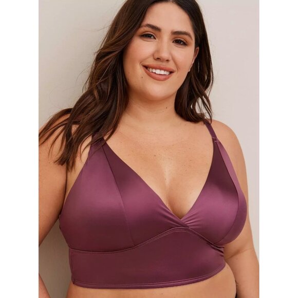 Torrid Curve Womens Bralette Lightly Lined Shine Purple Sz 0 (XL) No Wire - Picture 1 of 7